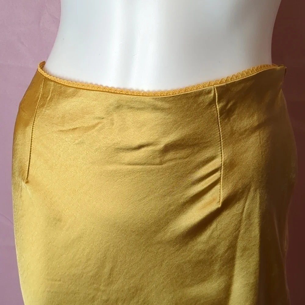 Nasty Gal Gold Satin Bias Cut Maxi Skirt size 2